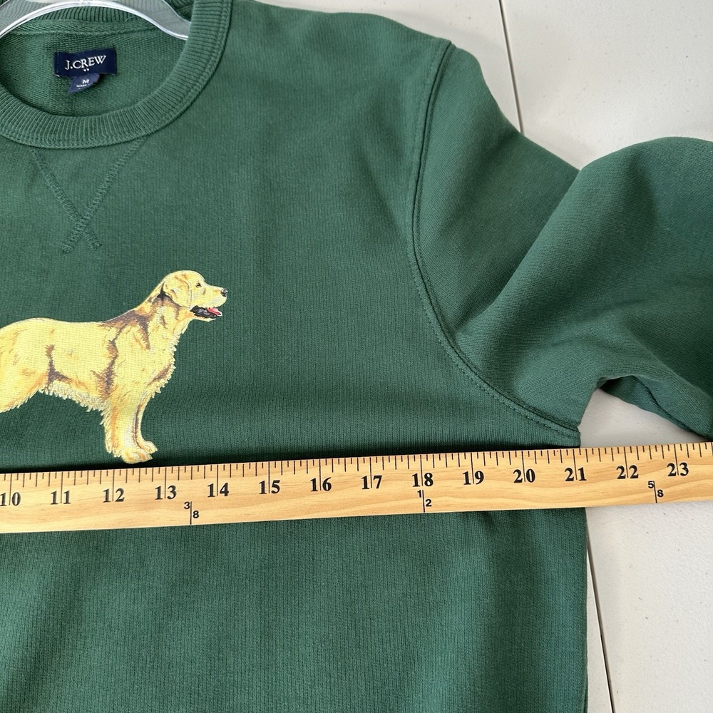 J Crew Sweatshirt Green Crewneck Golden Retriever Dog Graphic Medium - Picture 6 of 9